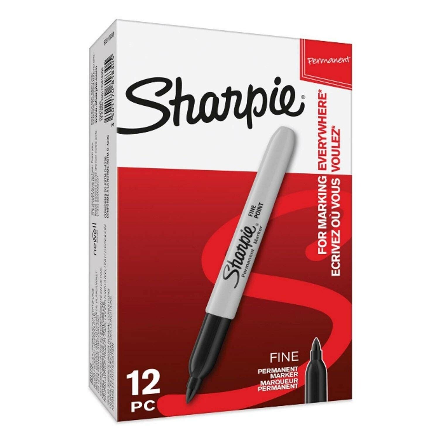 Marker Sharpie Fine - Round Toe - Black - Conf. 12 Pz
