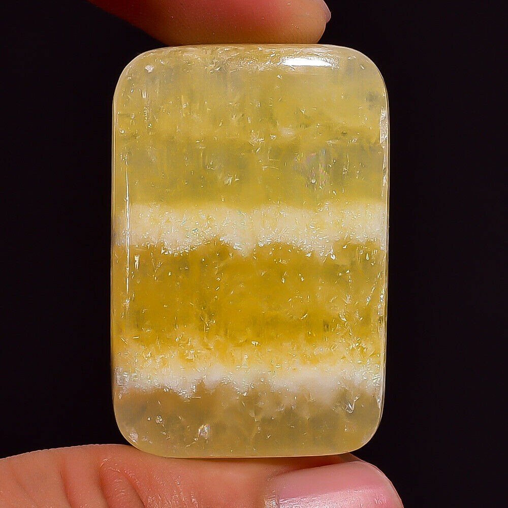 51.35 Ct. Natural Yellow Calcite Radiant Cabochon Gemstone 35x24x6 Mm Aas-6099