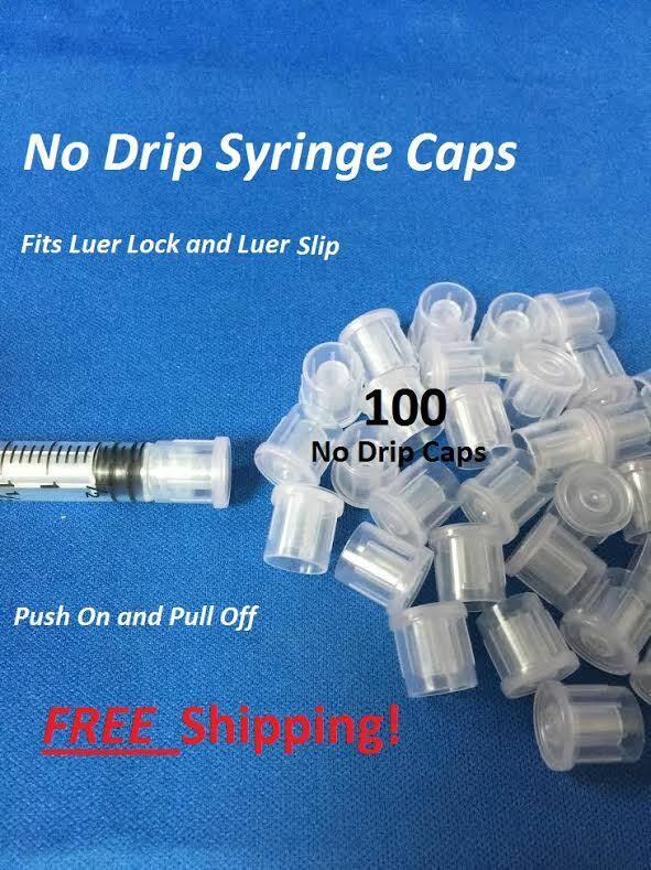 Syringe Clear Cap 100 Pcs No-drip Luer Lock Or Slip Tip Dispensing Usa Seller !