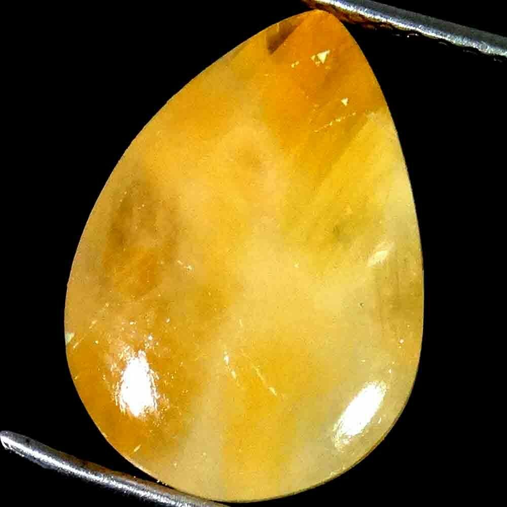 7.70cts. 12x17x4mm 100% Natural Orange Calcite Pear Cabochon Loose Gemstone