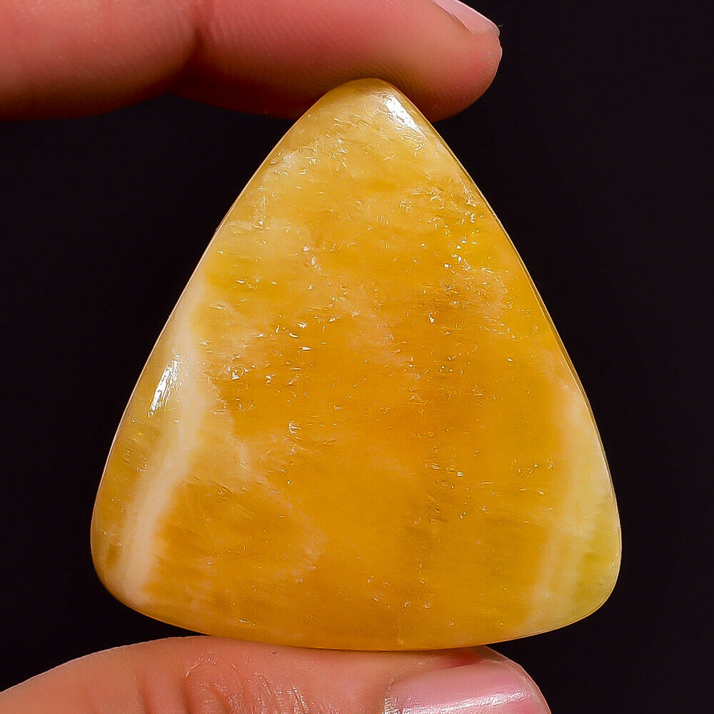 75.6 Ct. Natural Yellow Calcite Pear Cabochon Loose Gemstone 41x38x6 Mm Aas-6069