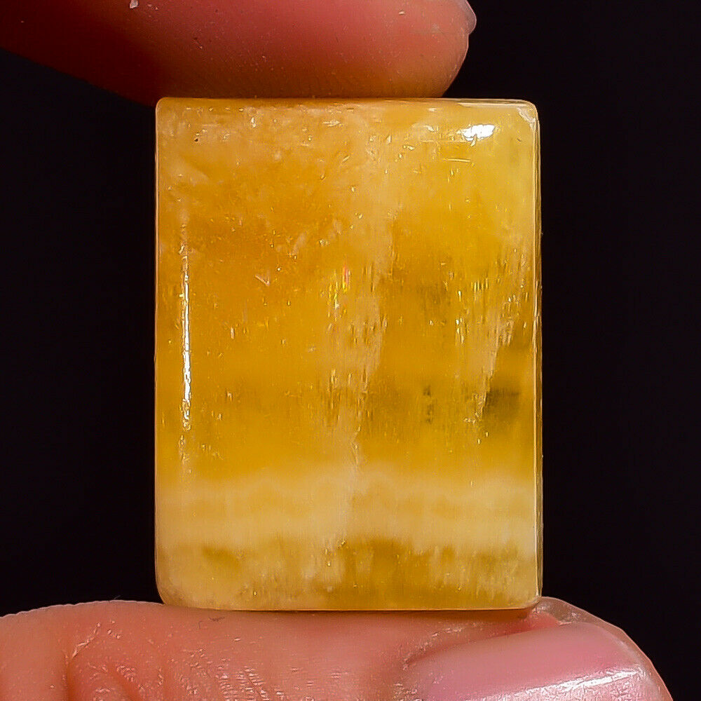 23.85 Ct. Natural Yellow Calcite Rectangle Cabochon Gemstone 23x17x5 Mm Aas-6096